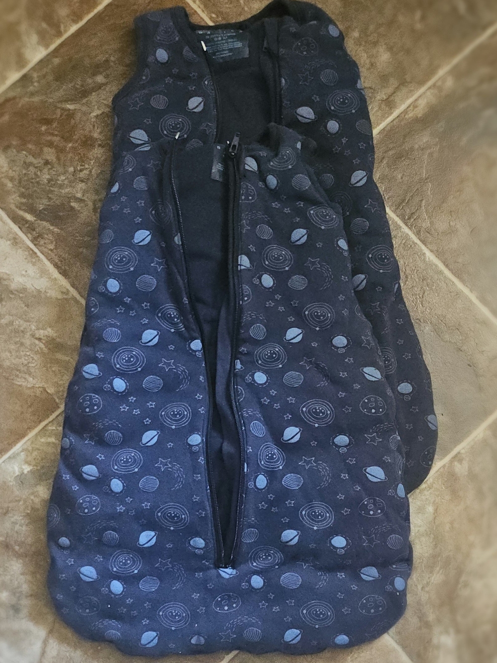 0-6mths 2 Navy Space-Print Baby Sleep Sack